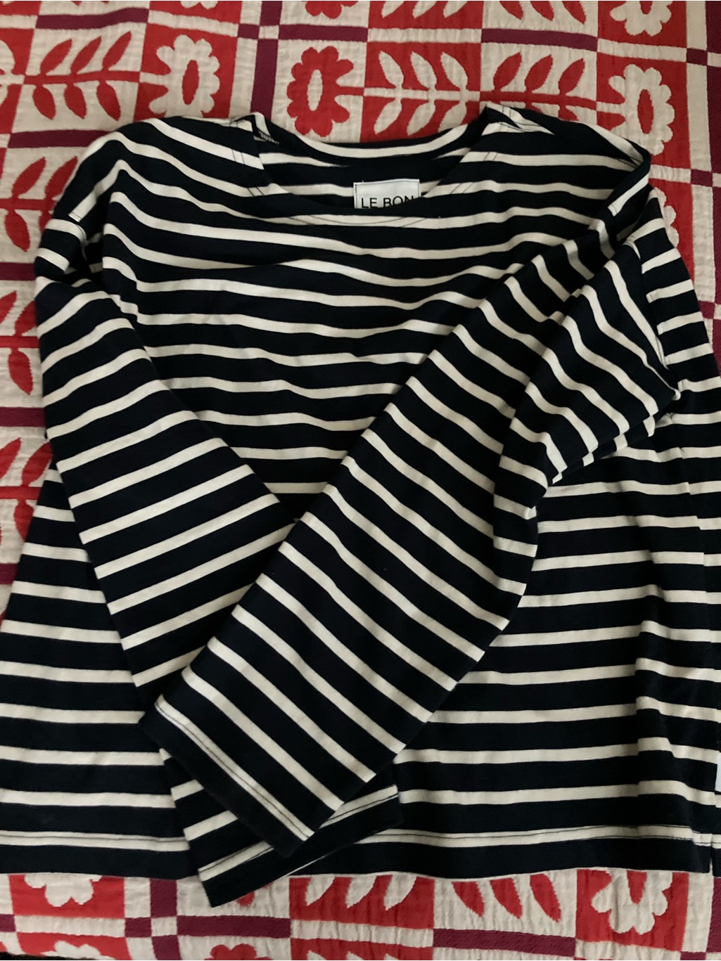 Le Bon Shoppe Navy  White Stripe Long Sleeve Tee Brand New